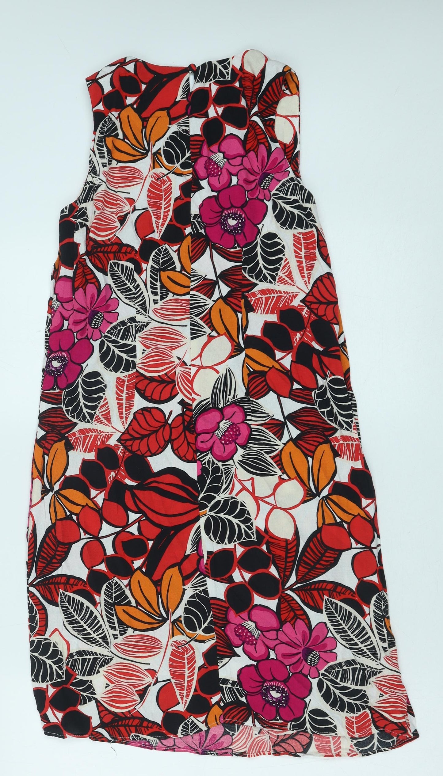 F&F Womens Multicoloured Floral Viscose Shift Size 6 Boat Neck Pullover