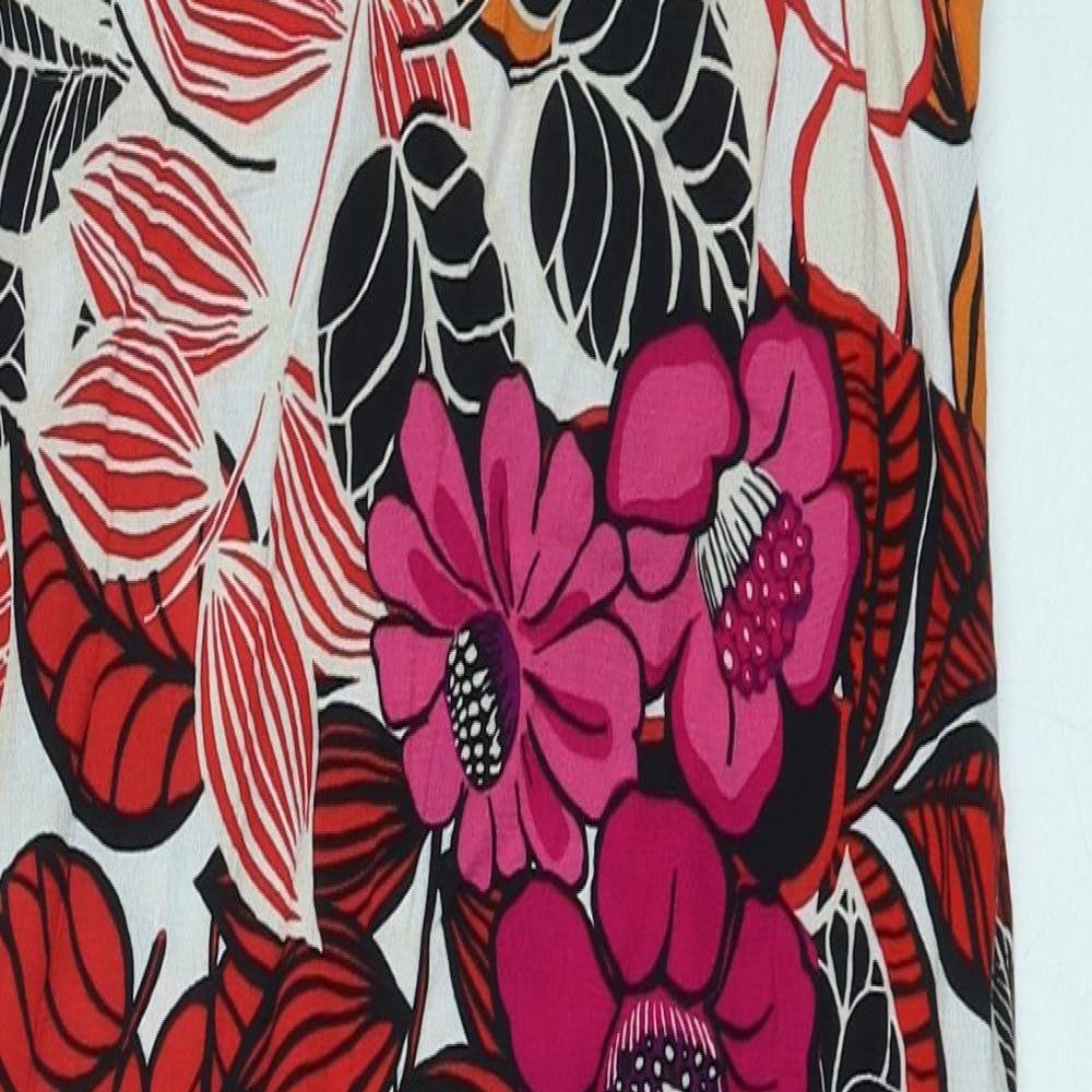 F&F Womens Multicoloured Floral Viscose Shift Size 6 Boat Neck Pullover