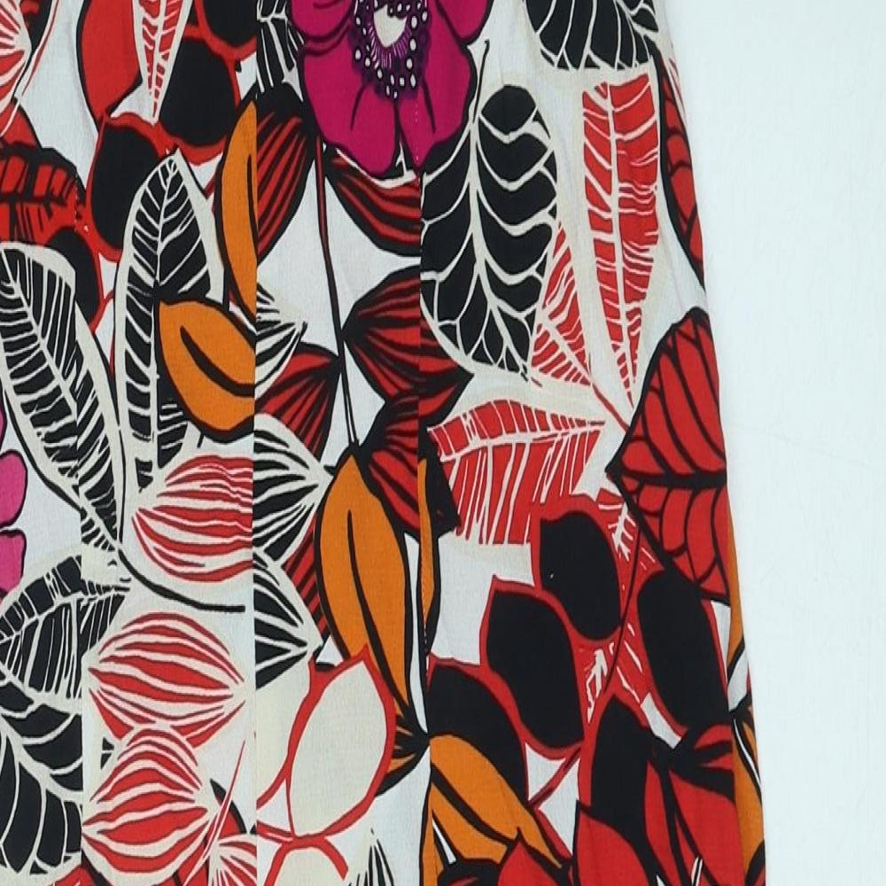 F&F Womens Multicoloured Floral Viscose Shift Size 6 Boat Neck Pullover