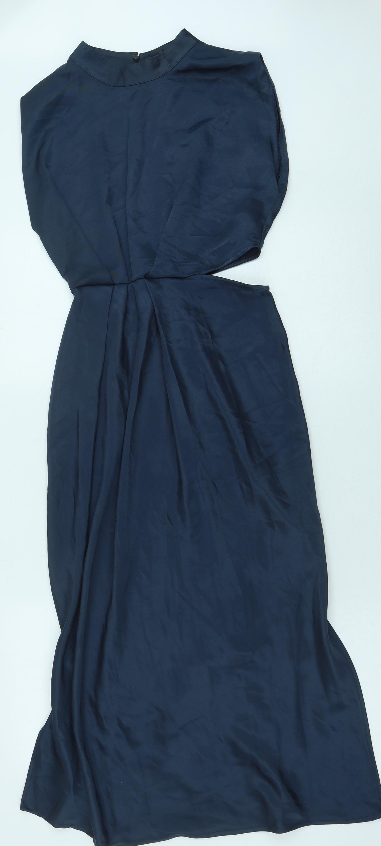 Zara Womens Blue Polyester A-Line Size XS Mock Neck Zip