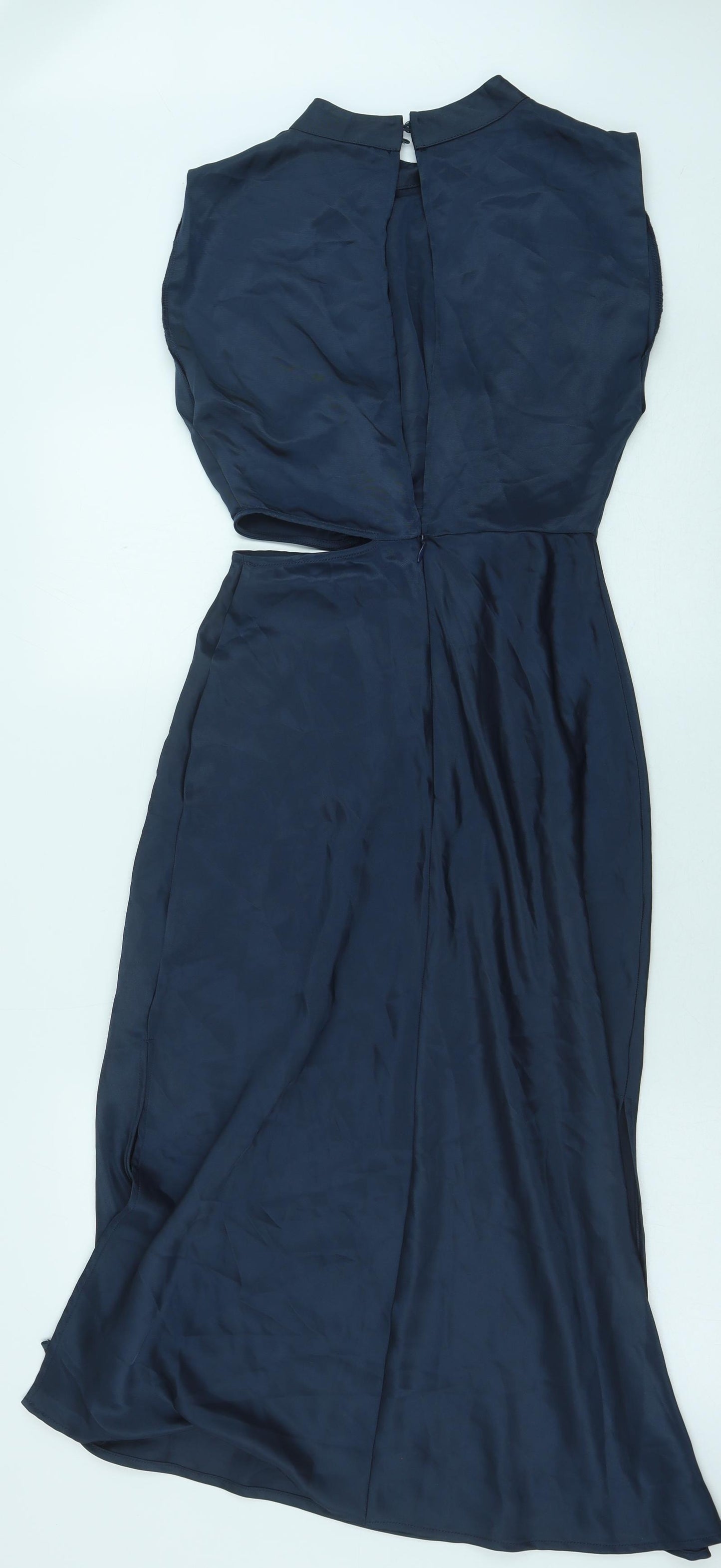 Zara Womens Blue Polyester A-Line Size XS Mock Neck Zip