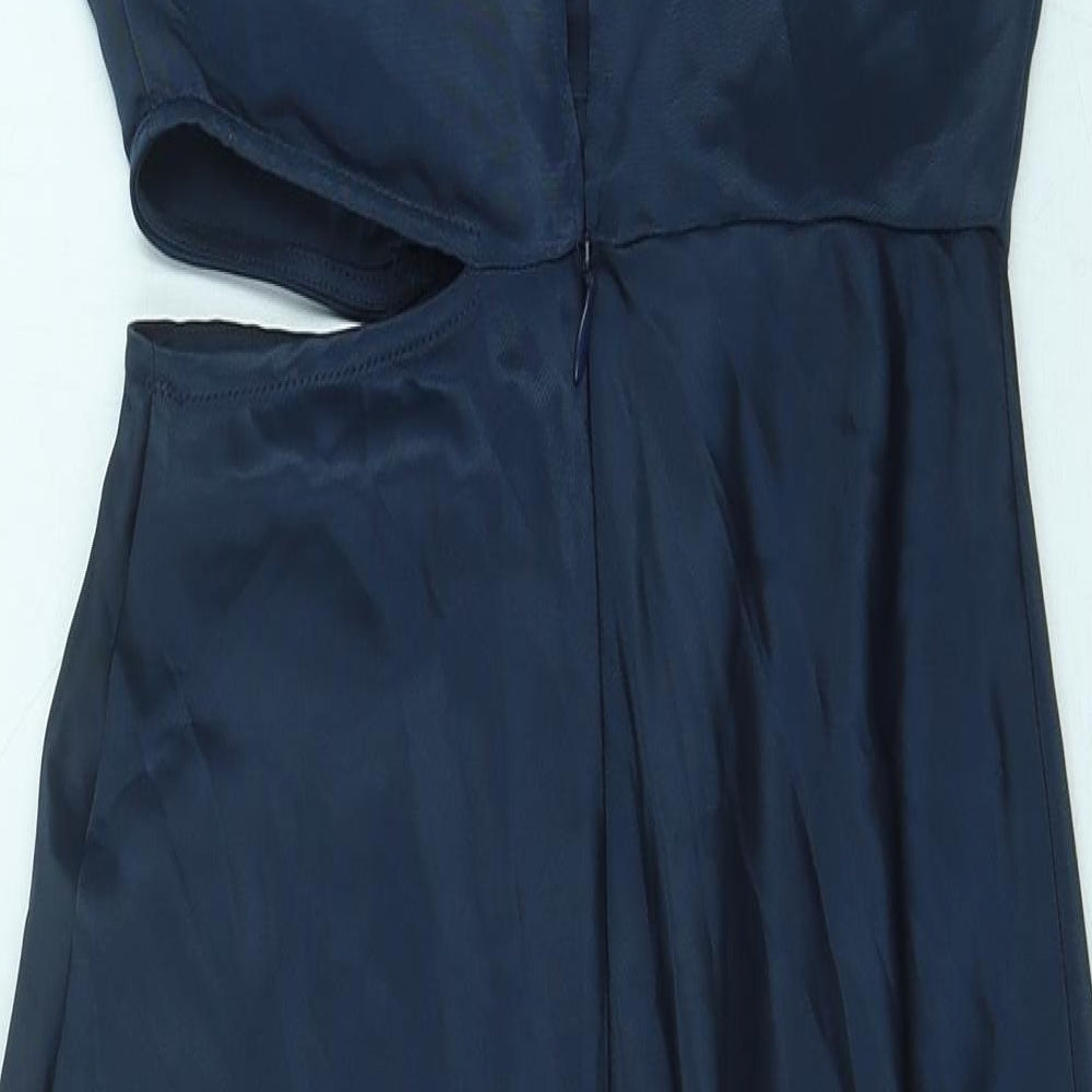 Zara Womens Blue Polyester A-Line Size XS Mock Neck Zip