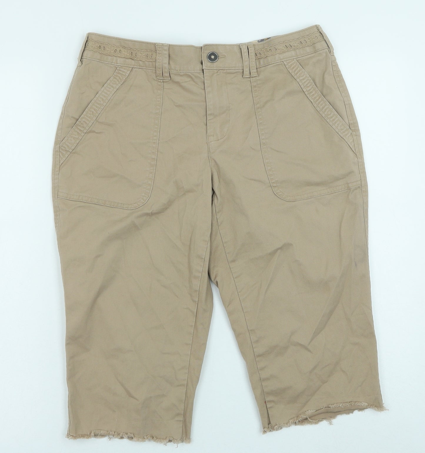 TU Womens Brown Cotton Skimmer Shorts Size 10 Regular Button