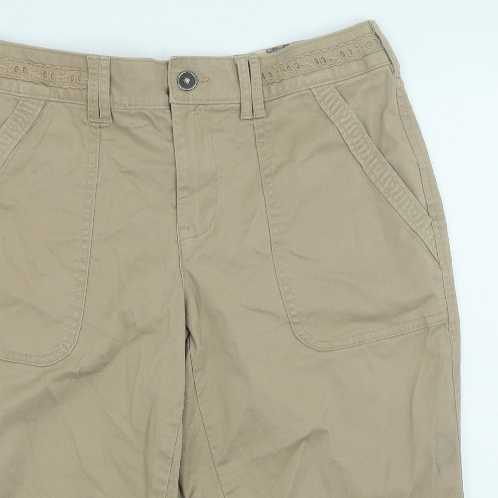 TU Womens Brown Cotton Skimmer Shorts Size 10 Regular Button