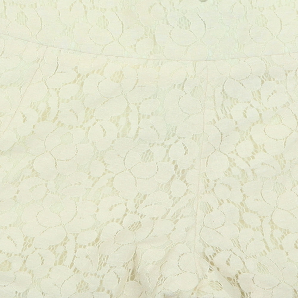 Warehouse Womens Ivory Nylon Cargo Shorts Size 12 Regular Button - Lace Detail