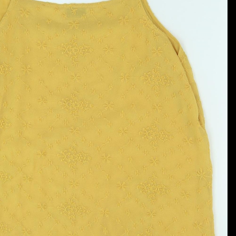 Marks and Spencer Womens Yellow Geometric Polyester Camisole Tank Size 20 V-Neck