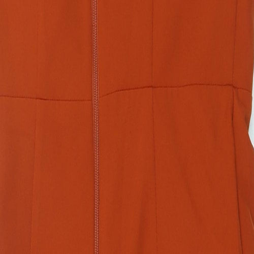 Vesper Womens Orange Polyester Pencil Dress Size 6 Square Neck Zip