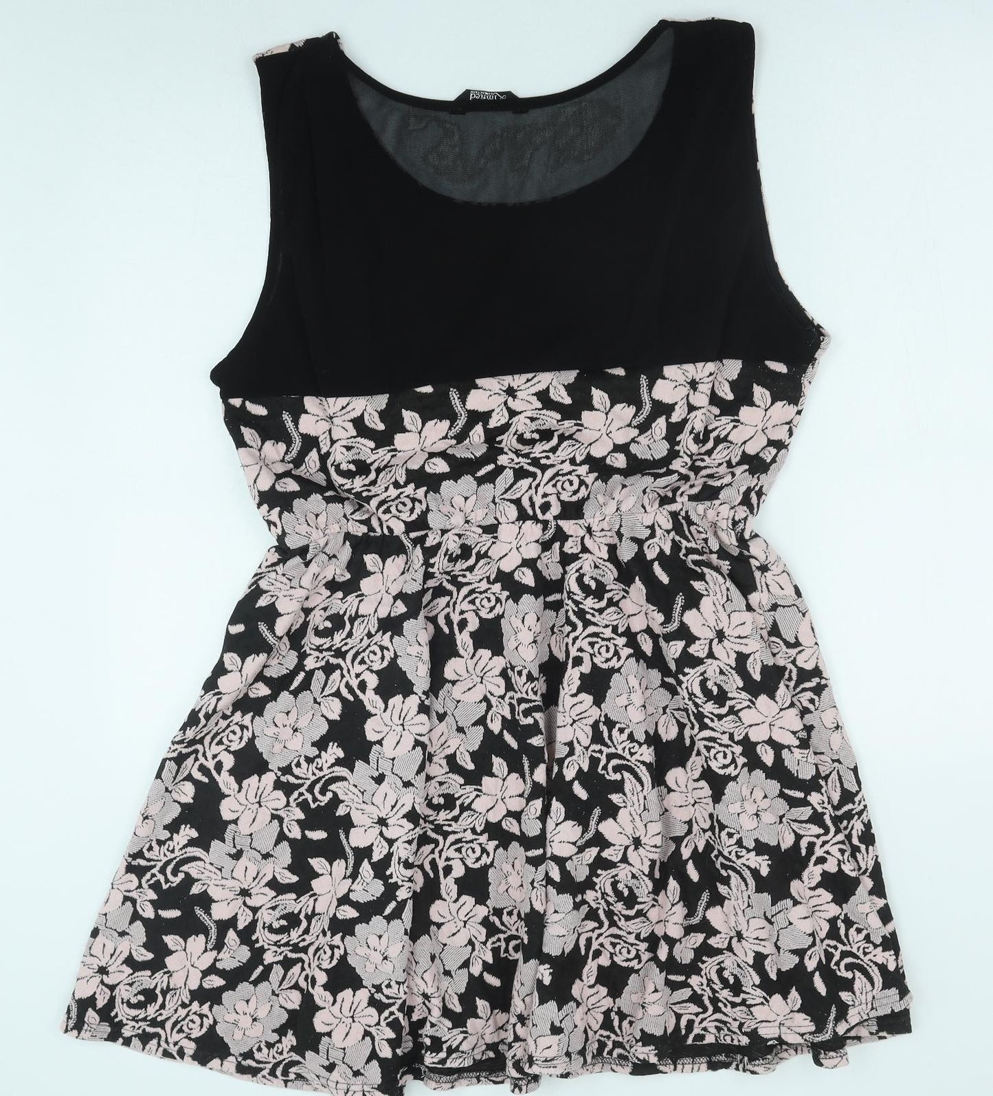 Yours Womens Black Floral Cotton Skater Dress Size 22 Boat Neck Pullover