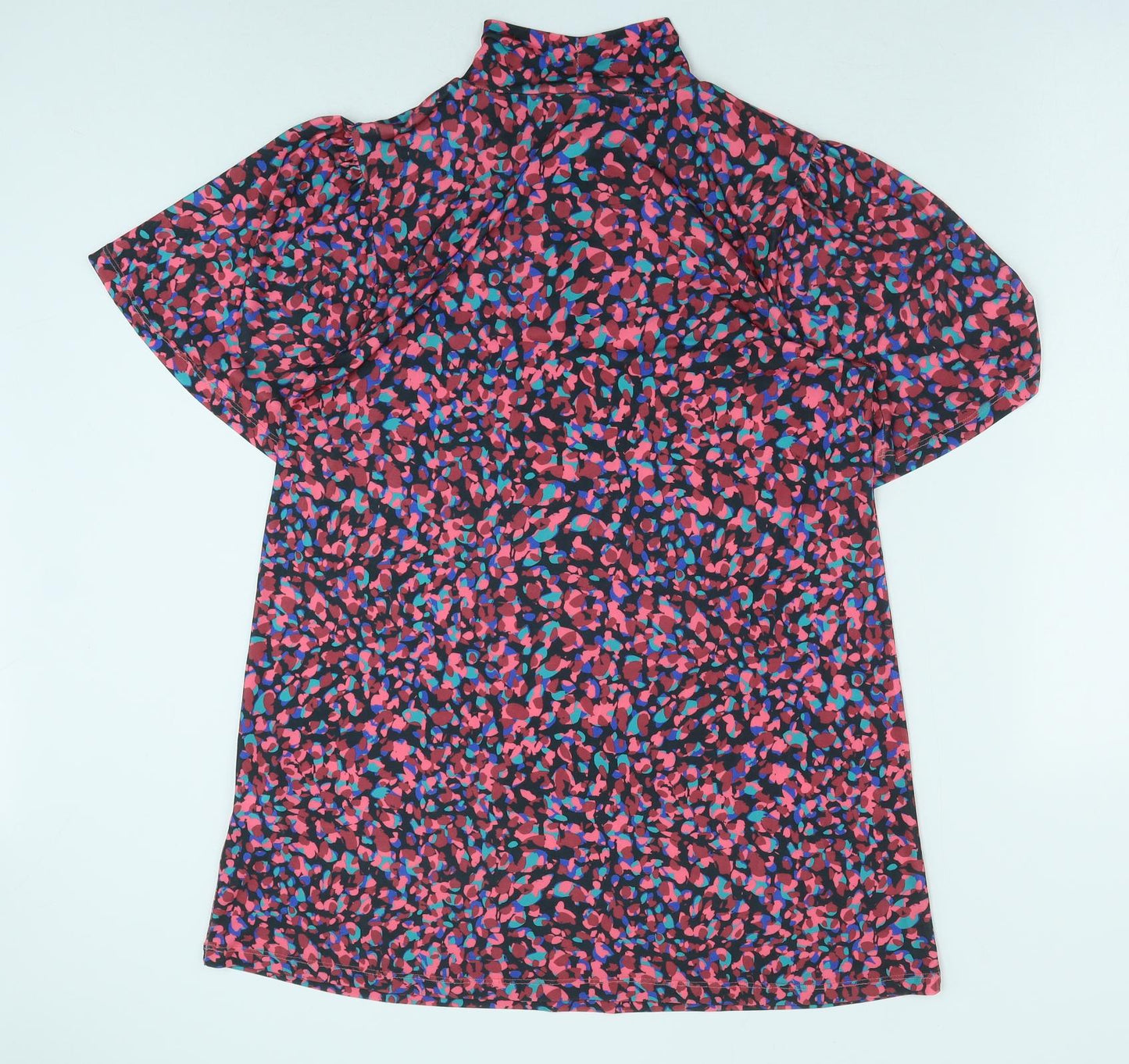 YNS Womens Pink Geometric Polyester Basic Blouse Size M Mock Neck