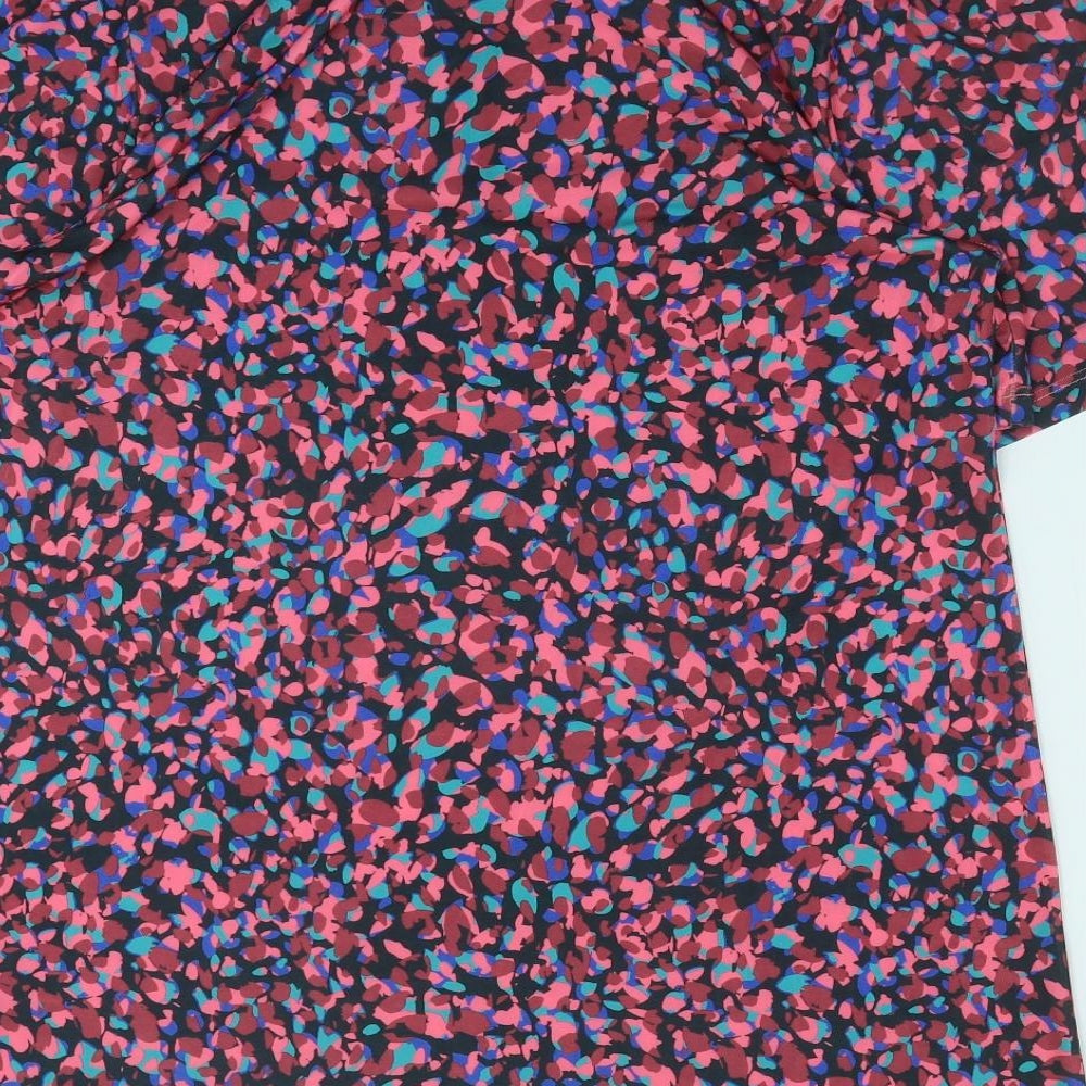 YNS Womens Pink Geometric Polyester Basic Blouse Size M Mock Neck