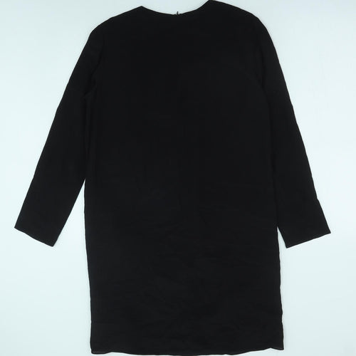 House of Hackney Womens Black Polyester Shift Size 8 Round Neck Zip - Floral Detail