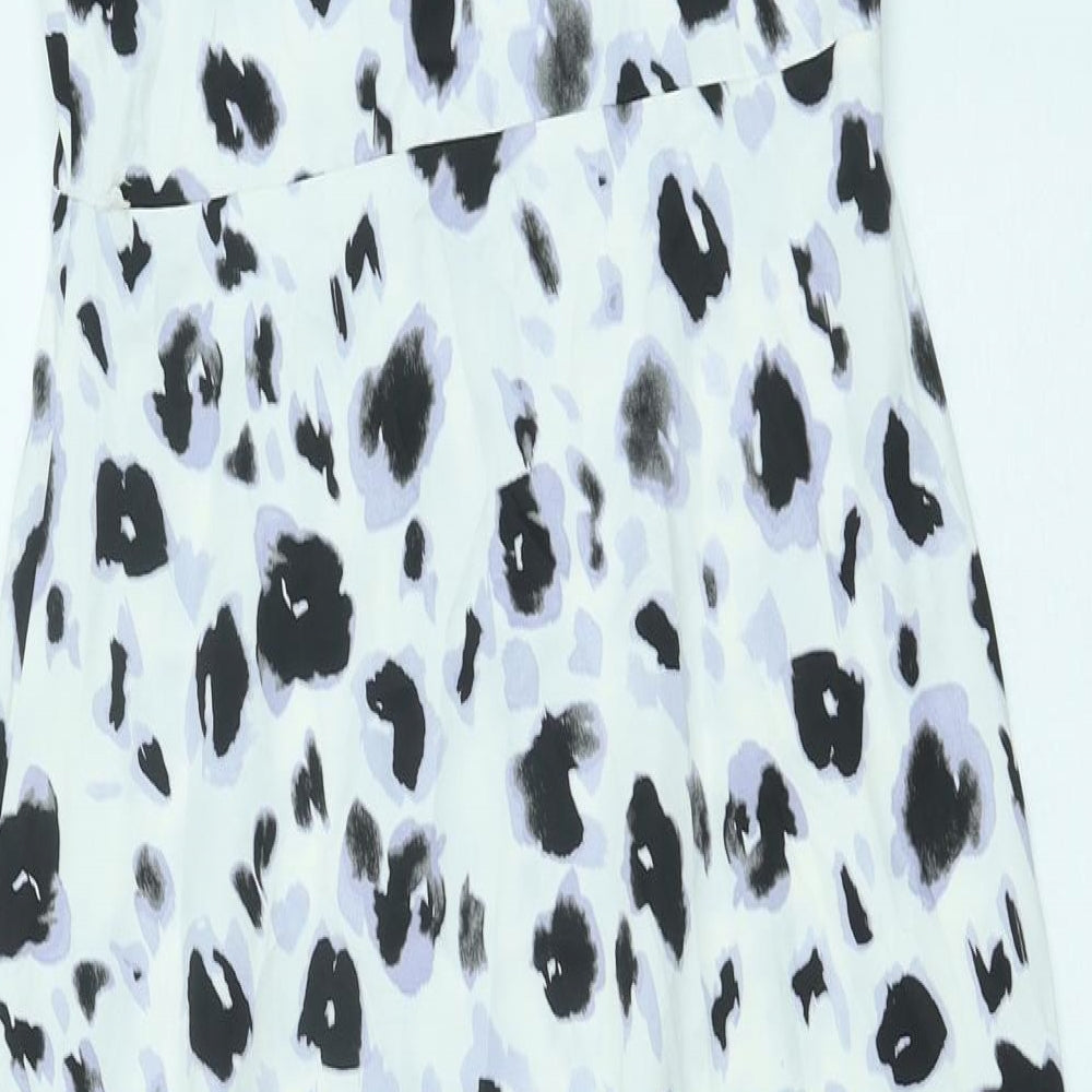Zara Womens White Floral Polyester Slip Dress Size S Sweetheart Button