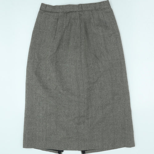 Preworn Womens Green Geometric Cotton Straight & Pencil Skirt Size 28 in Zip