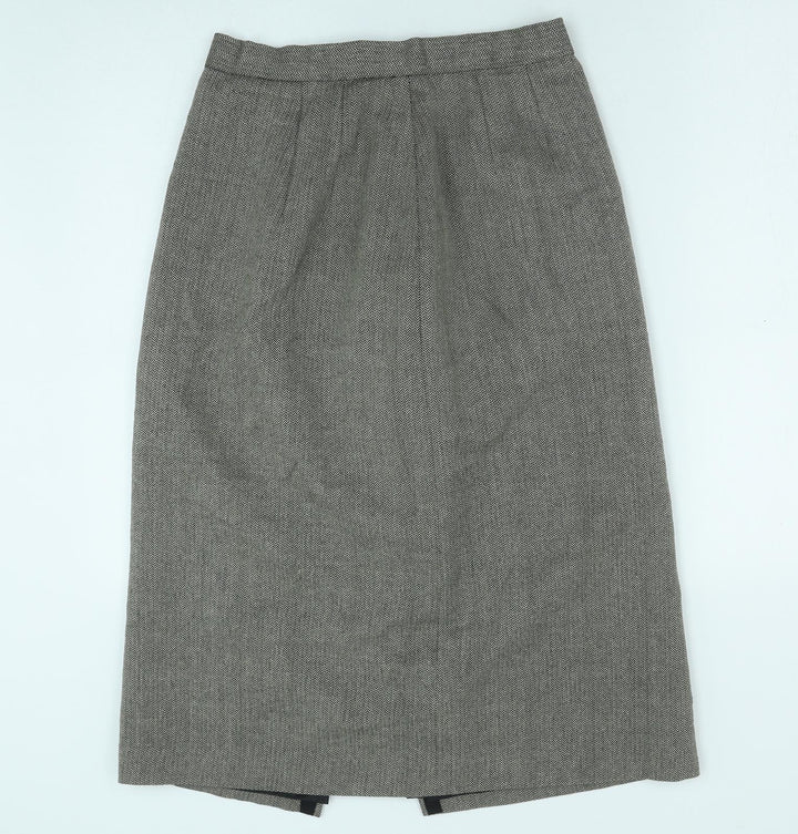 Preworn Womens Green Geometric Cotton Straight & Pencil Skirt Size 28 in Zip