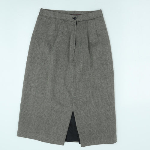 Preworn Womens Green Geometric Cotton Straight & Pencil Skirt Size 28 in Zip