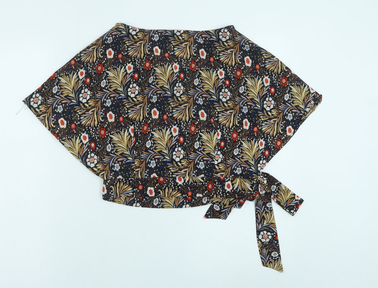 QED London Womens Multicoloured Floral Polyester Cropped Blouse Size M V-Neck