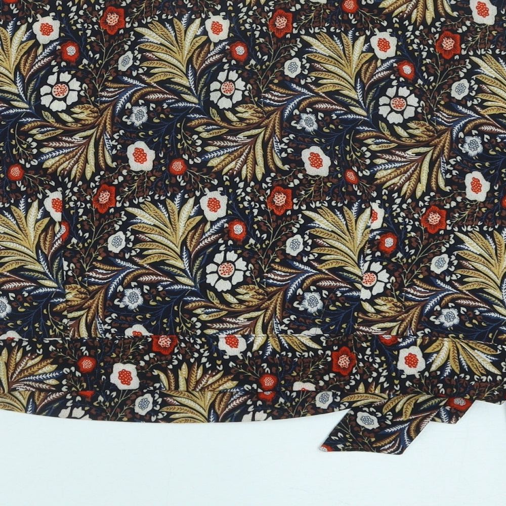 QED London Womens Multicoloured Floral Polyester Cropped Blouse Size M V-Neck