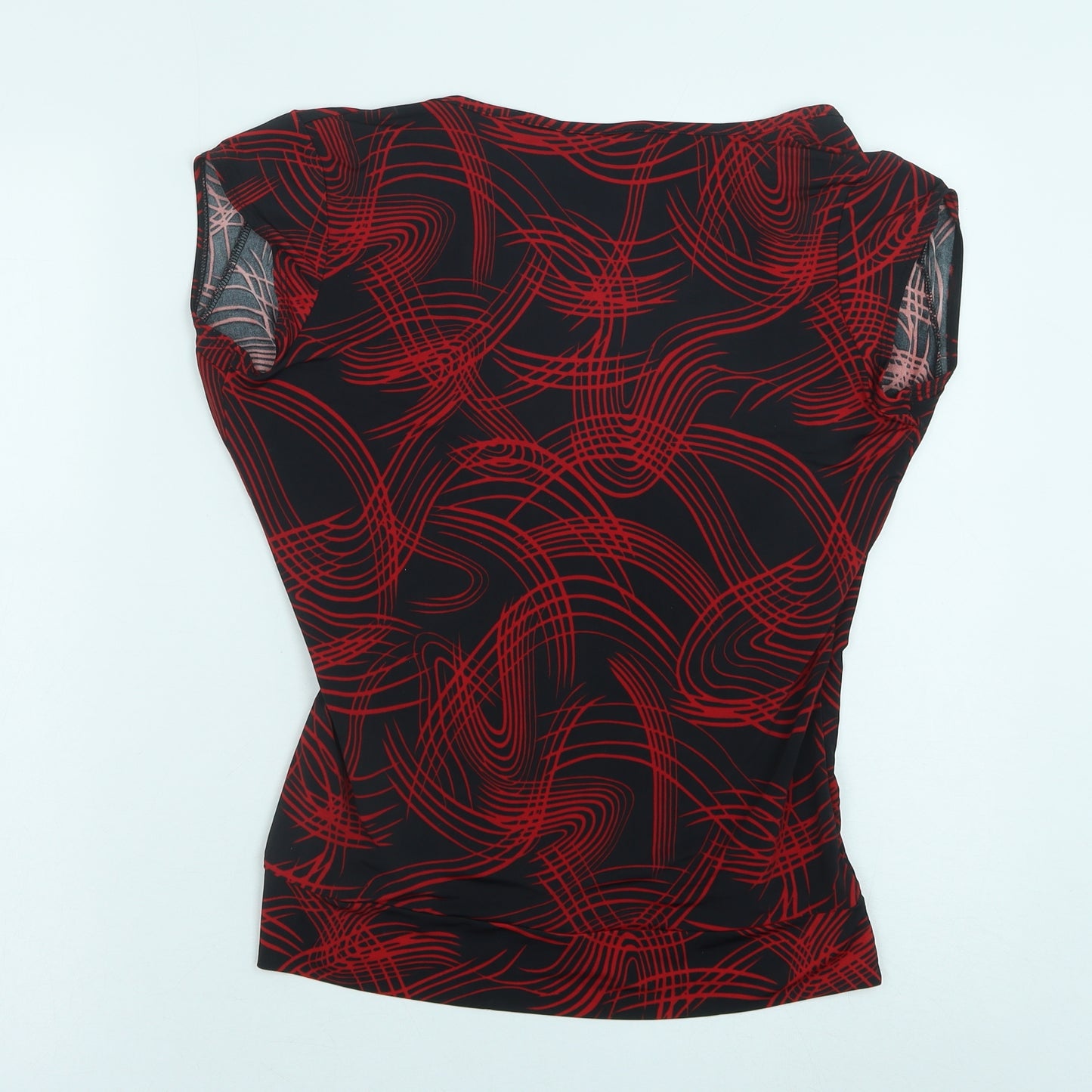 New Look Womens Black Geometric Polyester Basic Blouse Size 14 V-Neck
