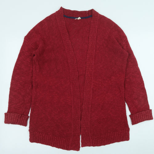 White Stuff Womens Red Square Neck Cotton Cardigan Jumper Size 12