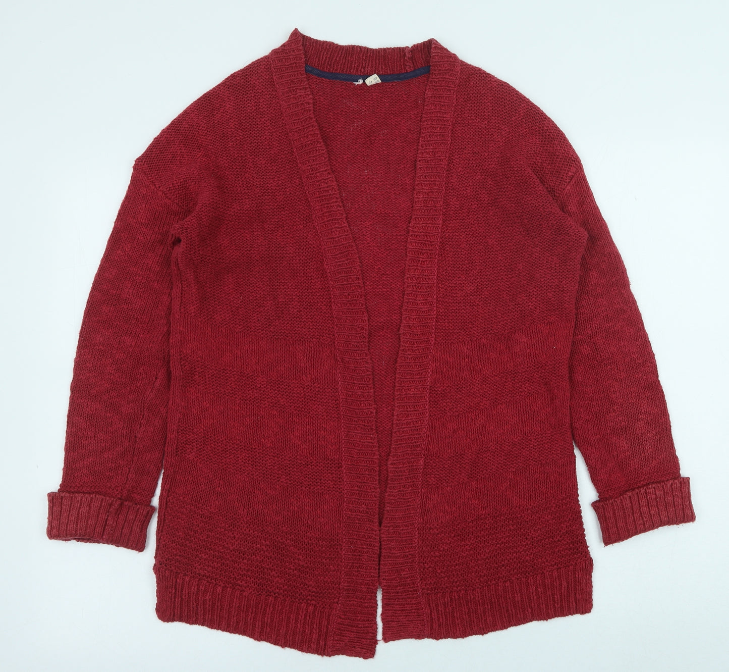 White Stuff Womens Red Square Neck Cotton Cardigan Jumper Size 12