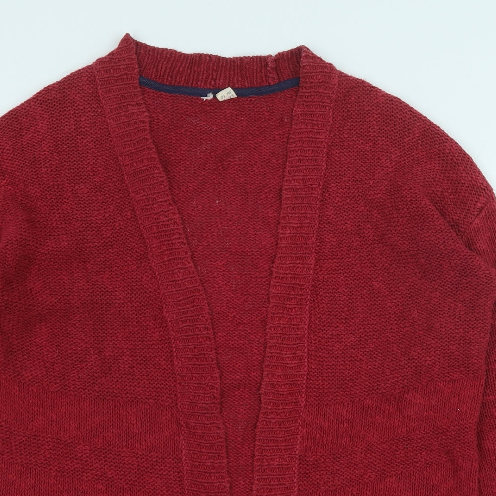 White Stuff Womens Red Square Neck Cotton Cardigan Jumper Size 12