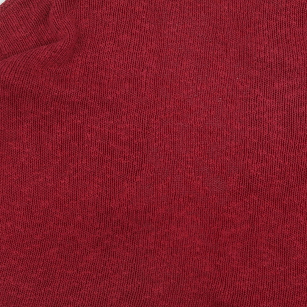 White Stuff Womens Red Square Neck Cotton Cardigan Jumper Size 12