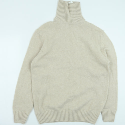 Zara Womens Beige Roll Neck Wool Pullover Jumper Size XL