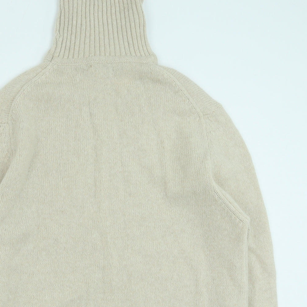 Zara Womens Beige Roll Neck Wool Pullover Jumper Size XL