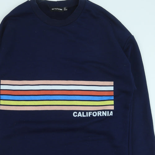 PRETTYLITTLETHING Womens Blue Polyester Pullover Sweatshirt Size 8 Pullover - California, Tunic