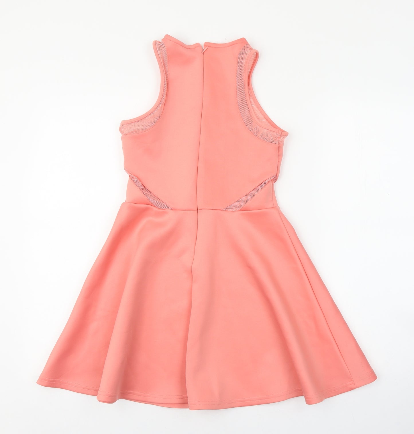 New Look Girls Pink Polyester Skater Dress Size 12-13 Years Round Neck Zip