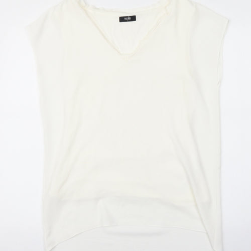 Wallis Womens White Polyester Basic Tank Size S V-Neck