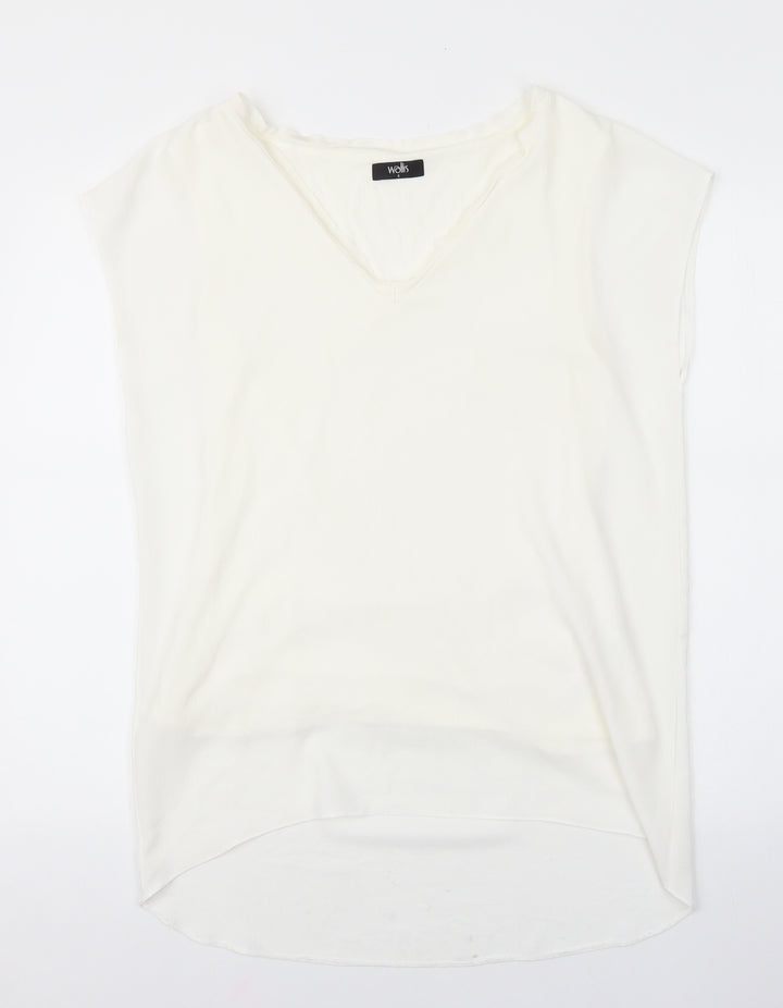 Wallis Womens White Polyester Basic Tank Size S V-Neck