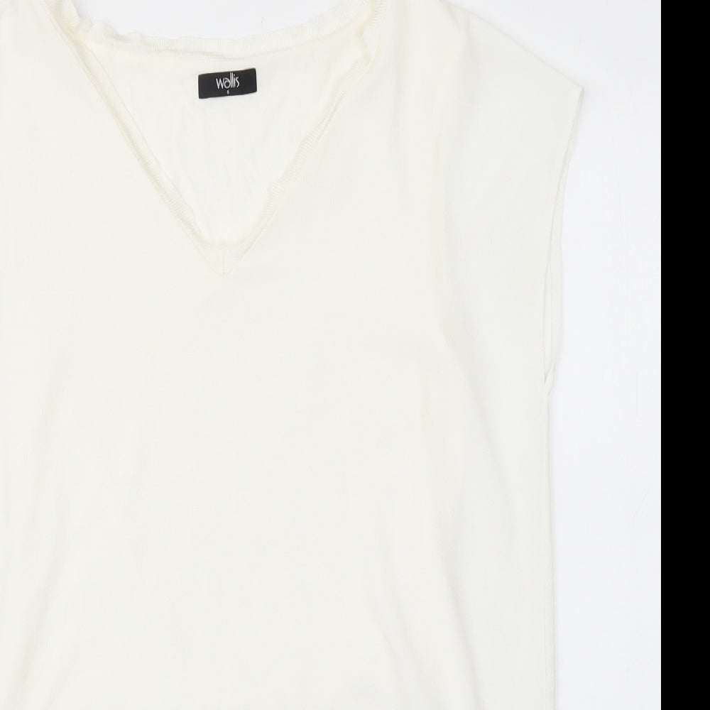 Wallis Womens White Polyester Basic Tank Size S V-Neck