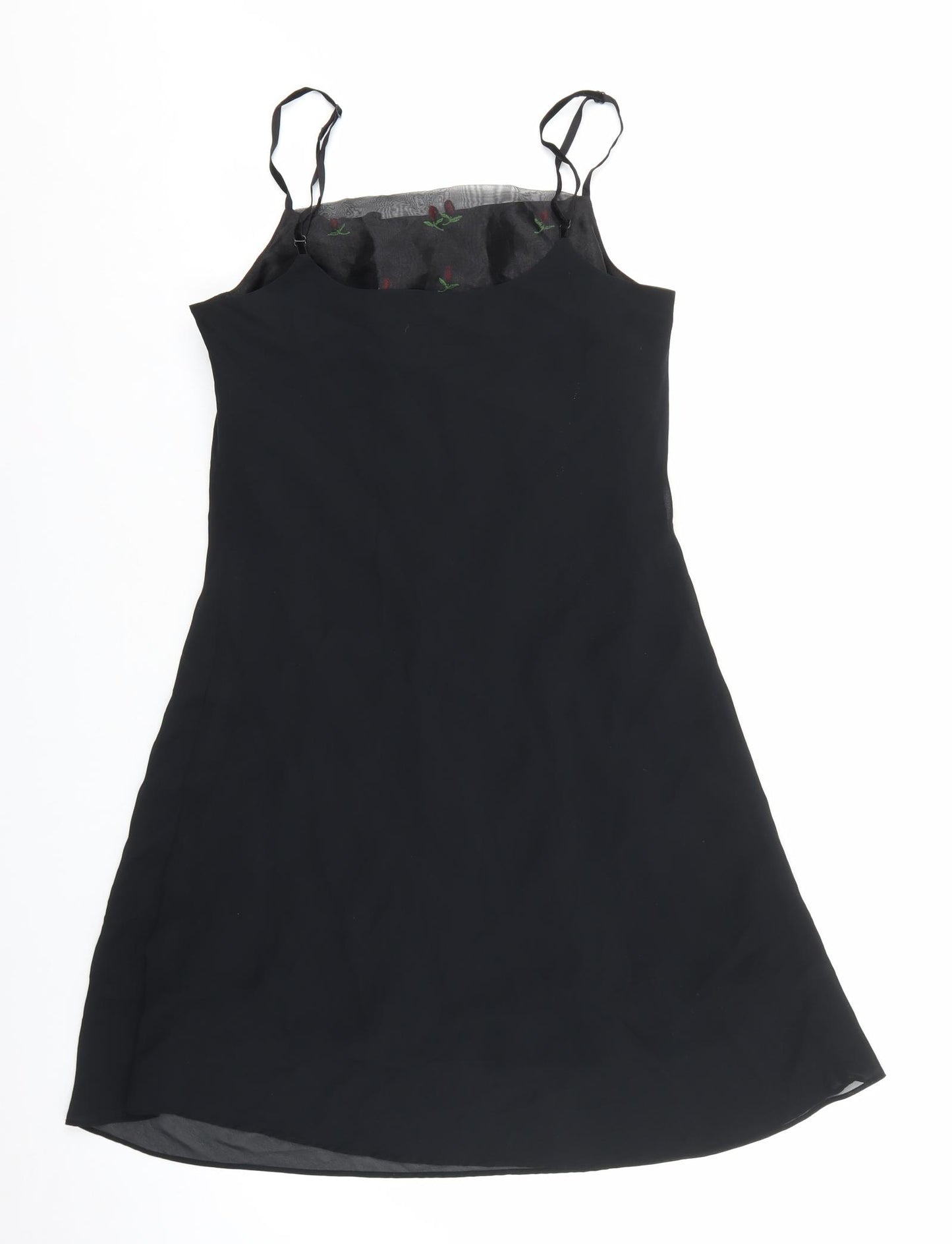 George Womens Black Polyester Slip Dress Size 12 V-Neck Pullover