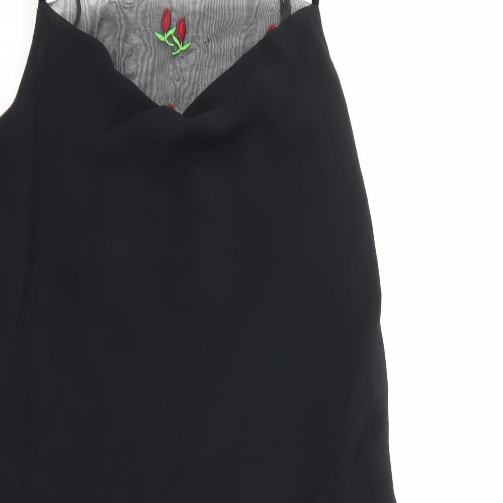 George Womens Black Polyester Slip Dress Size 12 V-Neck Pullover