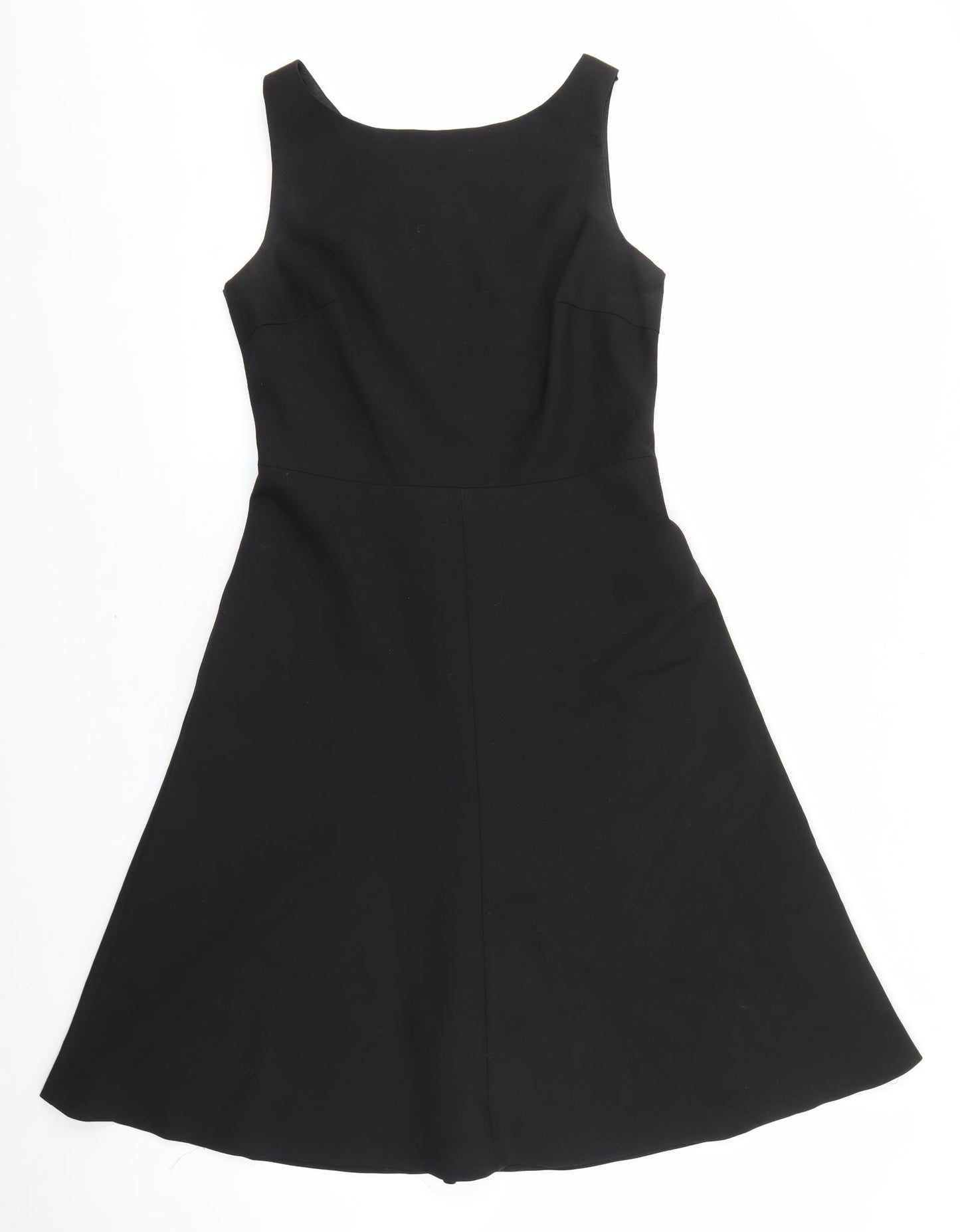 Laura Ashley Womens Black Polyester A-Line Size 10 Boat Neck Zip