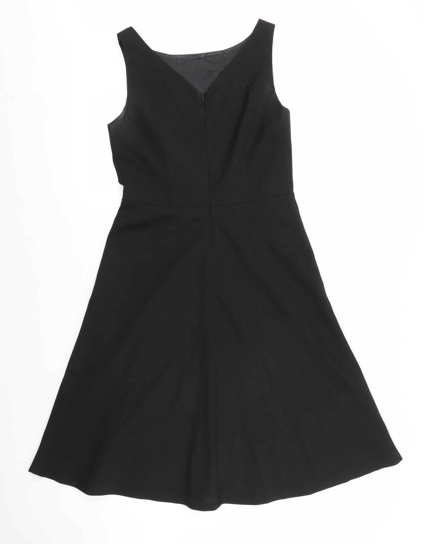 Laura Ashley Womens Black Polyester A-Line Size 10 Boat Neck Zip
