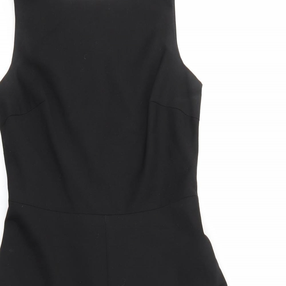 Laura Ashley Womens Black Polyester A-Line Size 10 Boat Neck Zip