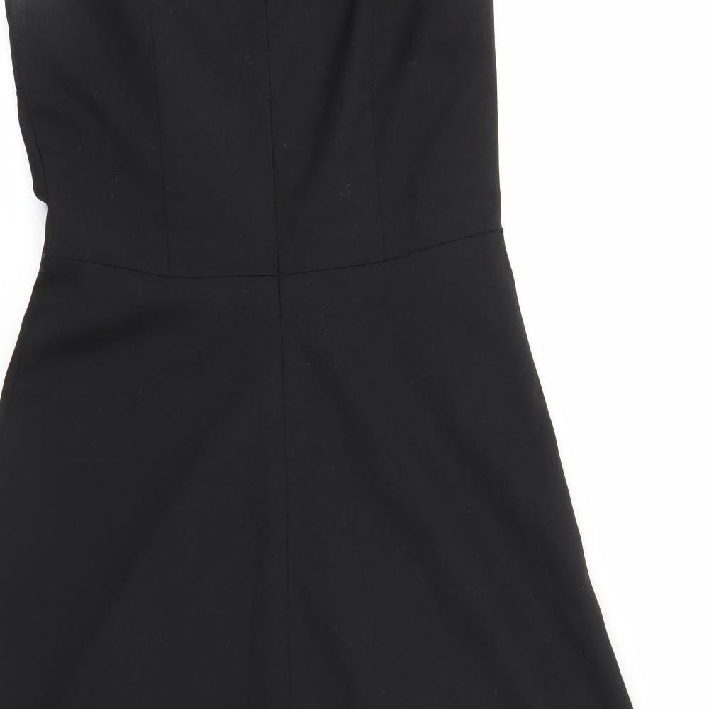 Laura Ashley Womens Black Polyester A-Line Size 10 Boat Neck Zip
