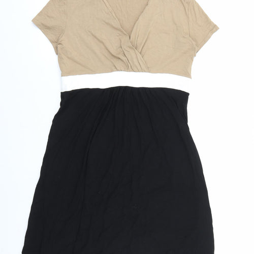 TU Womens Black Colourblock Viscose Shift Size 14 Sweetheart Pullover