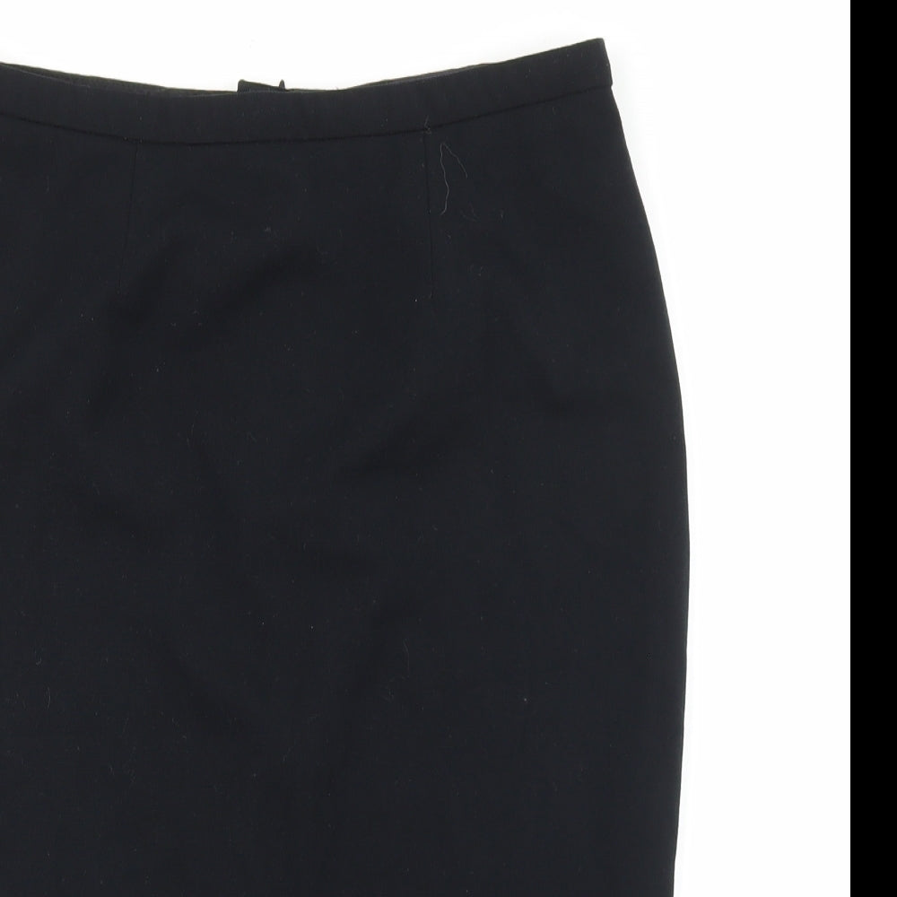 Marks and Spencer Womens Black Polyester Straight & Pencil Skirt Size 10 Zip