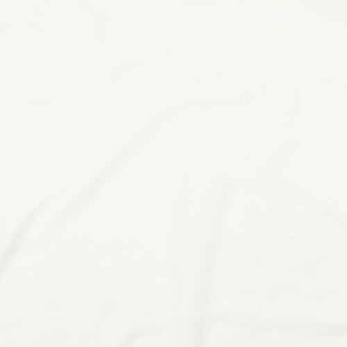 e. Womens White Polyester Cropped Blouse Size 26 Round Neck