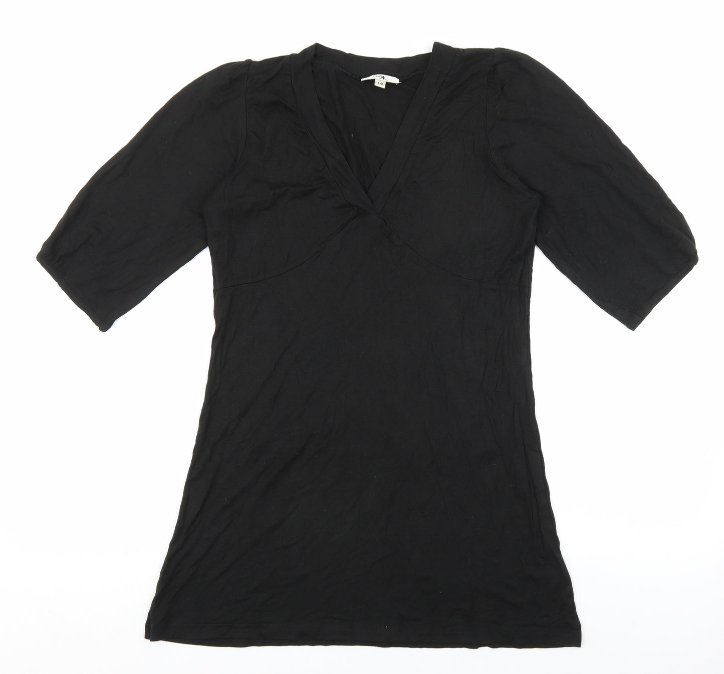 MK Womens Black Viscose Tunic T-Shirt Size 14 V-Neck