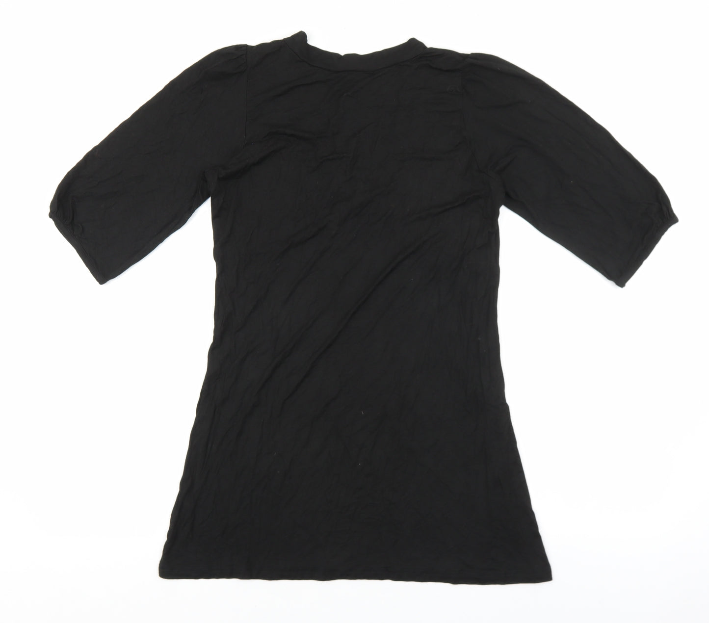 MK Womens Black Viscose Tunic T-Shirt Size 14 V-Neck