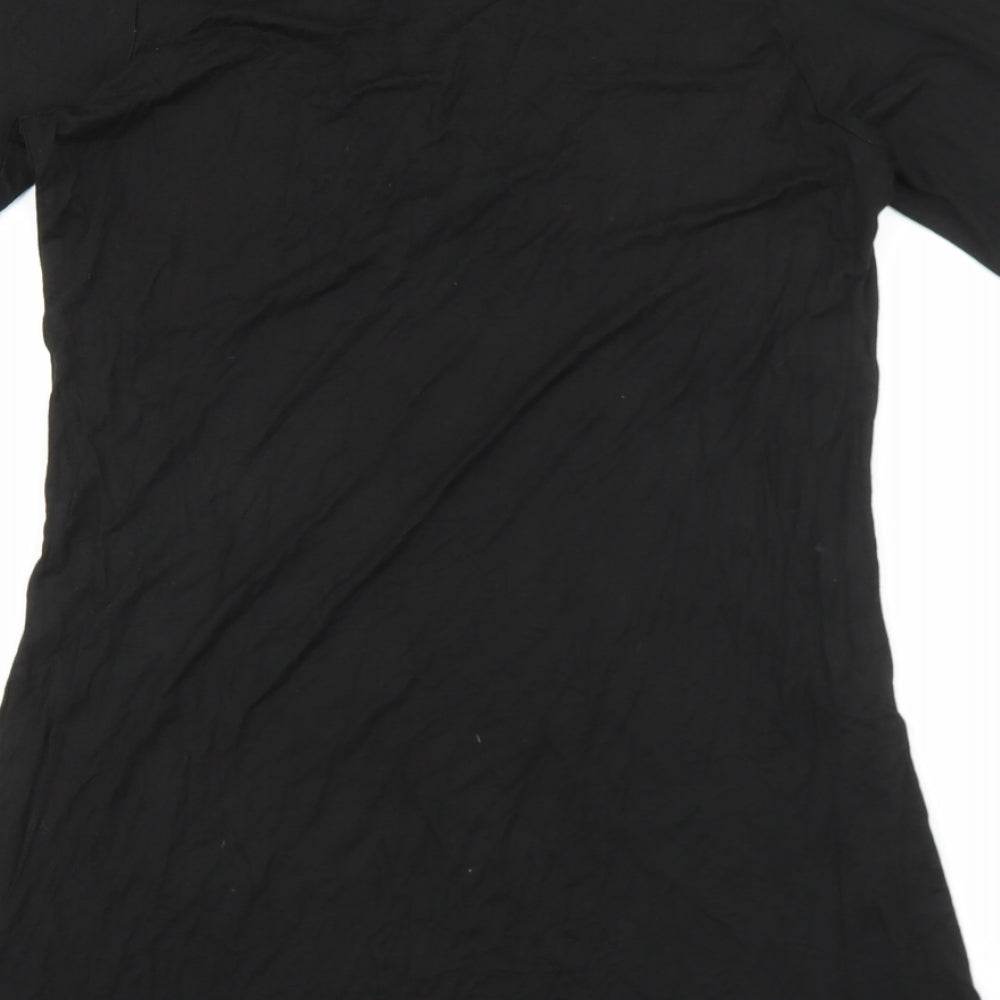MK Womens Black Viscose Tunic T-Shirt Size 14 V-Neck