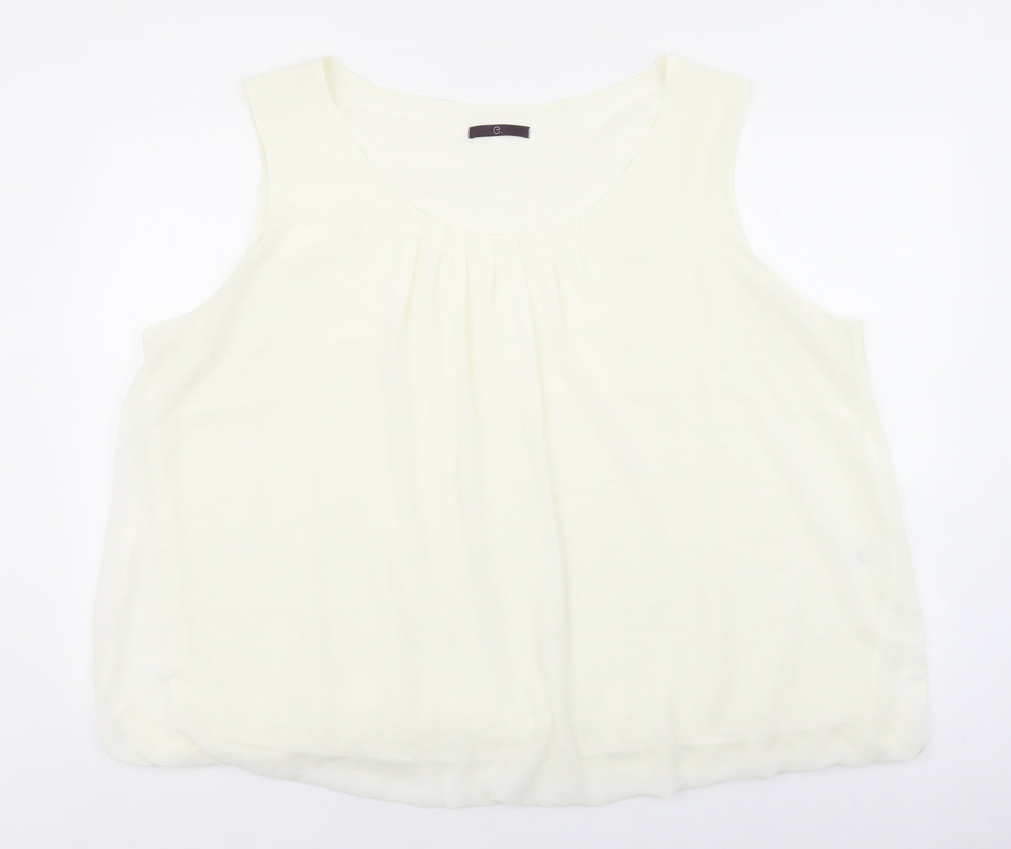 e. Womens White Polyester Cropped Tank Size 26 Round Neck