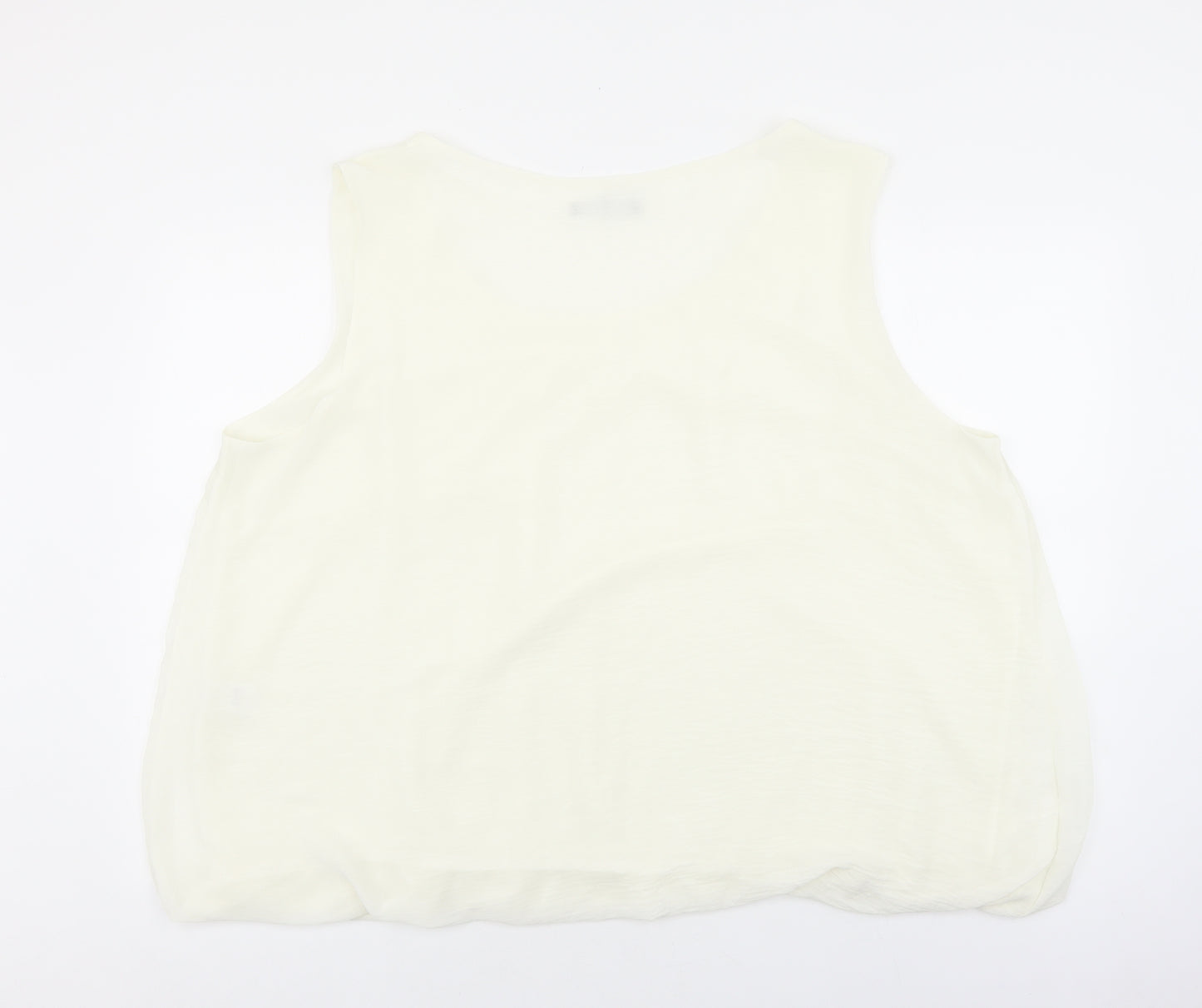 e. Womens White Polyester Cropped Tank Size 26 Round Neck