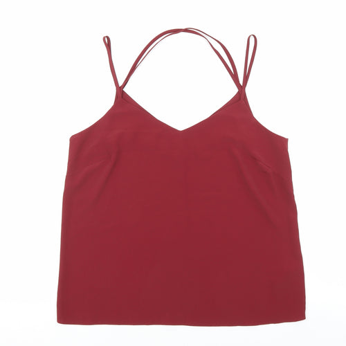 New Look Womens Red Polyester Basic Tank Size 12 V-Neck