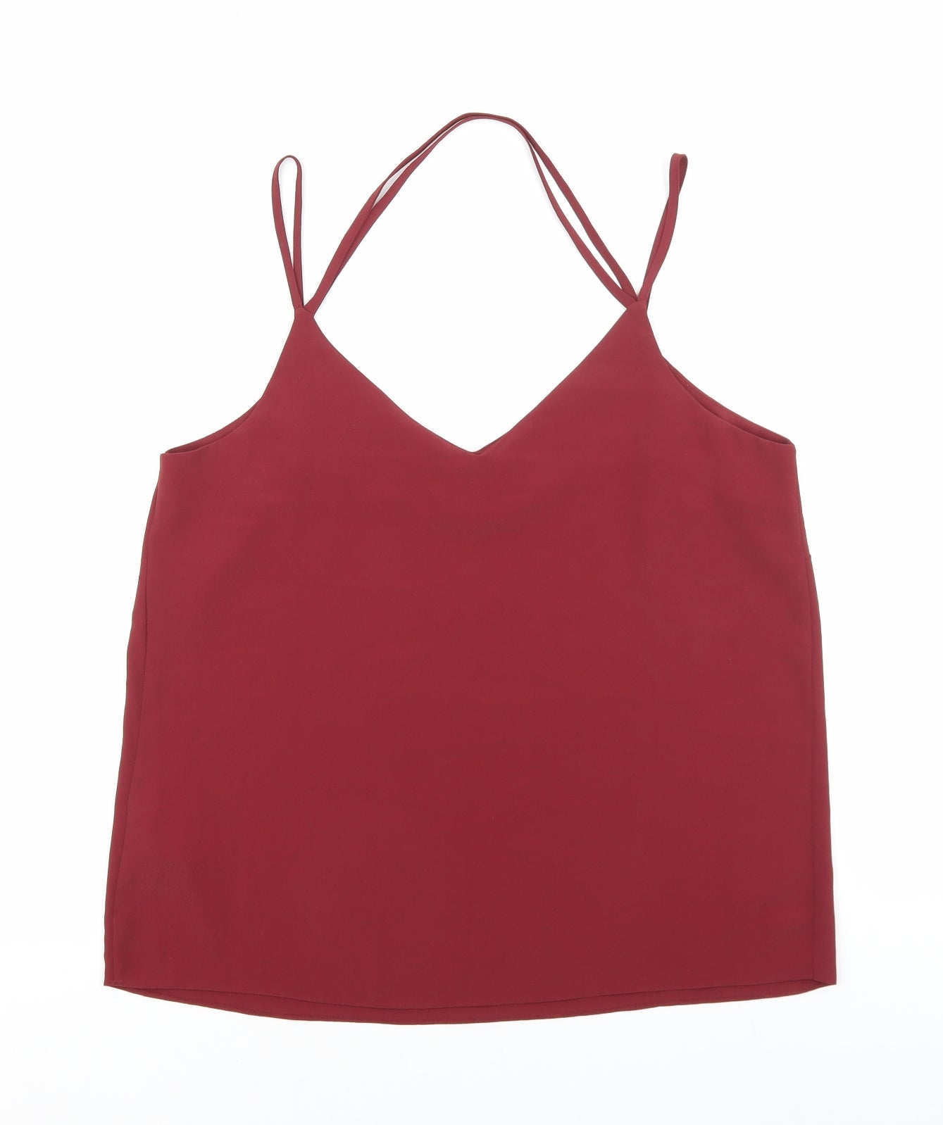 New Look Womens Red Polyester Basic Tank Size 12 V-Neck