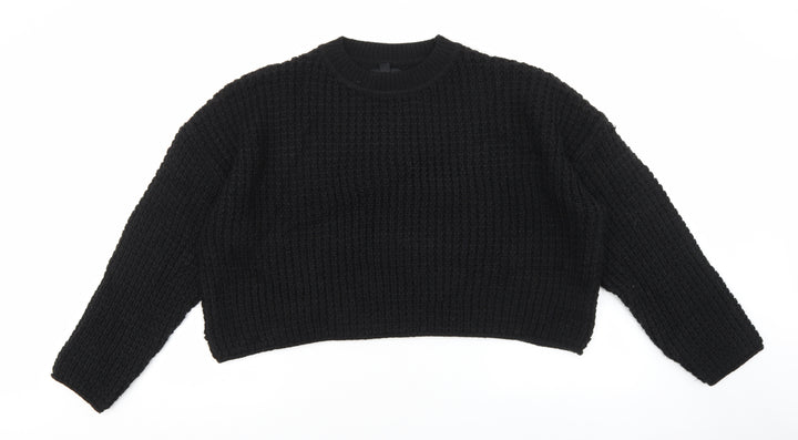 New Look Womens Black Round Neck Acrylic Pullover Jumper Size L